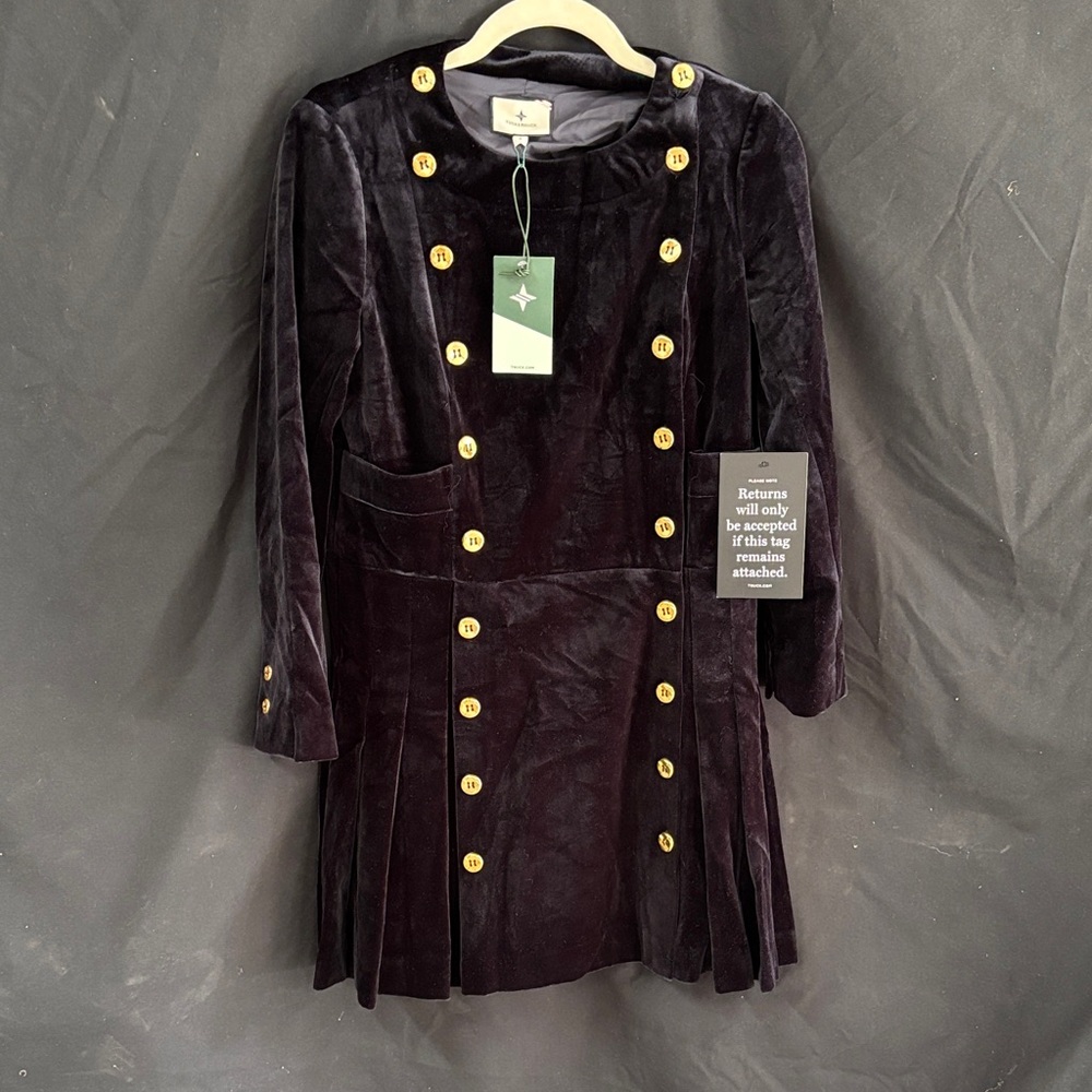Tuckernuck Velvet Dress with Gold Buttons